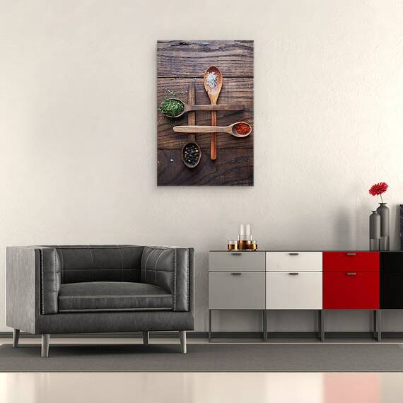 Tablou canvas - Condiment, Mancare, Condimente, Uscat, Linguri, Rustic, Condiment, 80 x 120 cm - 2- Roveli