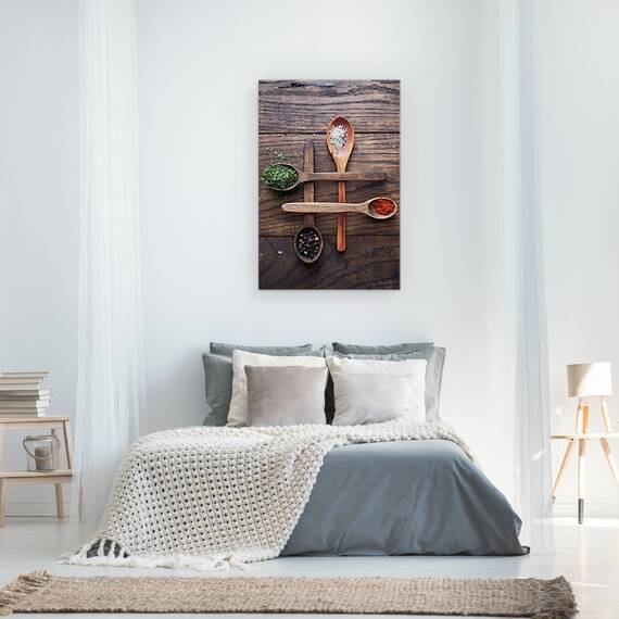 Tablou canvas - Condiment, Mancare, Condimente, Uscat, Linguri, Rustic, Condiment, 40 x 60 cm - 3- Roveli