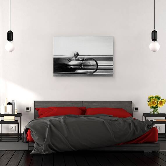 Tablou canvas - Cursa, Alb-Negru, Ciclism, Sport, Miscare, Motocicleta, Sport, 60 x 90 cm - 3- Roveli
