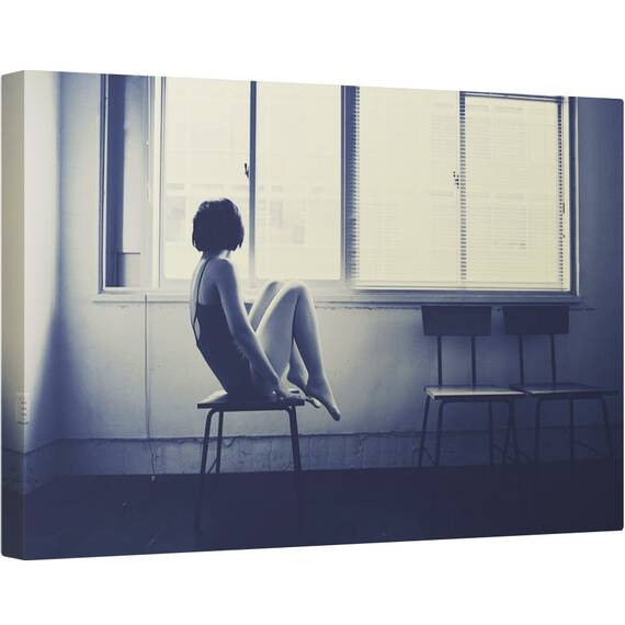Tablou canvas - Dansatoare, Japonia, Femeie, Fereastra, sedinta, Scaun, 60 x 90 cm - - Roveli
