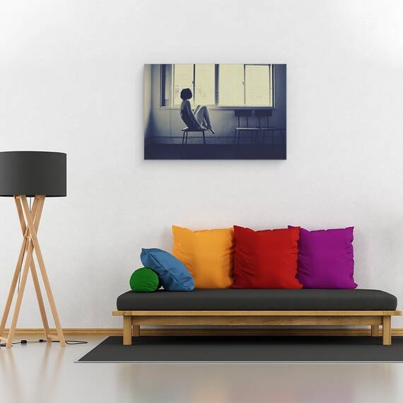 Tablou canvas - Dansatoare, Japonia, Femeie, Fereastra, sedinta, Scaun, 60 x 90 cm - 2- Roveli