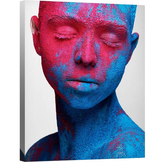 Tablou canvas - Extaz, Portret, Culoare, Viu, Rosu, Albastru, 60 x 75 cm - - Roveli