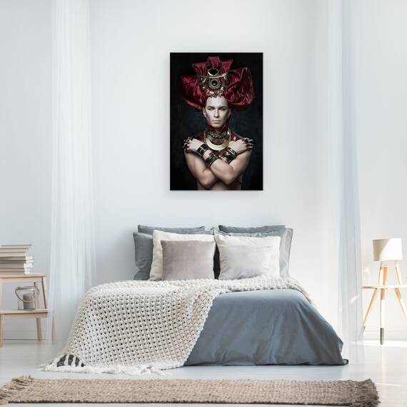 Tablou canvas - Faraon Rosu, Portret, Faraon, Bijuterii, Rege, Imparat, Regal, 60 x 90 cm - 3- Roveli