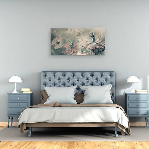 Tablou canvas - Fecioarele Ll, Macro, Prim-Plan, Flori, Nigella, Natura Moarta, 50 x 100 cm - 3- Roveli