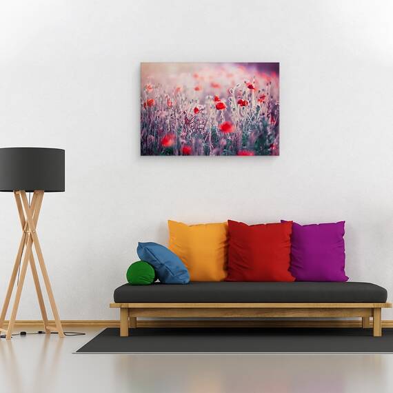 Tablou canvas - Flori de Maci, Maci, Lunca, Flori Salbatice, Prim-Plan, 80 x 120 cm - 2- Roveli
