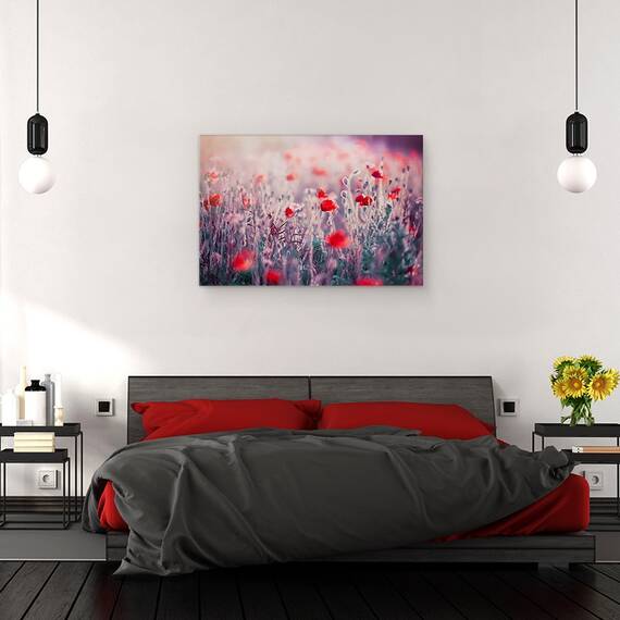 Tablou canvas - Flori de Maci, Maci, Lunca, Flori Salbatice, Prim-Plan, 80 x 120 cm - 3- Roveli