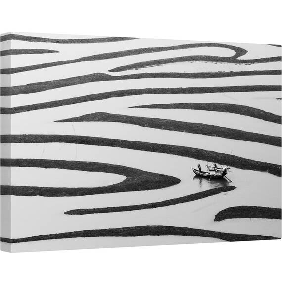 Tablou canvas - Frumusetea Vietii Simple, Zebra, Canal, Canale, Persoana, Barca, Nava, 60 x 90 cm - - Roveli