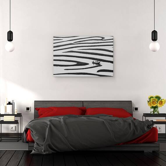 Tablou canvas - Frumusetea Vietii Simple, Zebra, Canal, Canale, Persoana, Barca, Nava, 80 x 120 cm - 3- Roveli