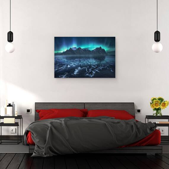 Tablou canvas - Lumea Inghetata, Aurora, Lac, Munte, Peisaj, Inghetat, 80 x 120 cm - 3- Roveli