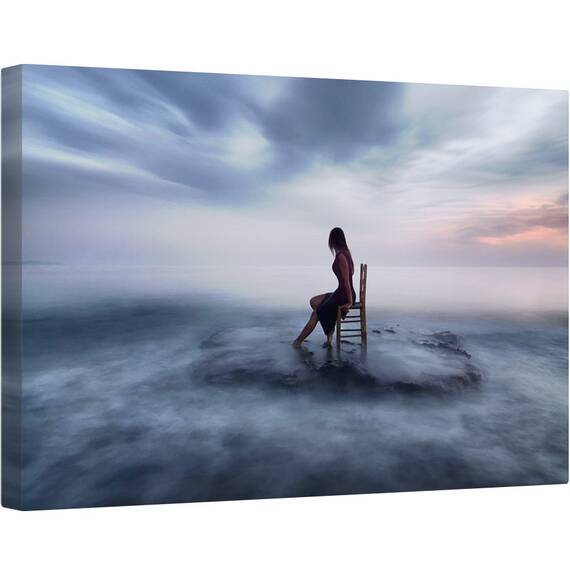 Tablou canvas - Maree, Maree, Femeie, Scaun, Stanca, Mare, Apa, 80 x 120 cm - - Roveli