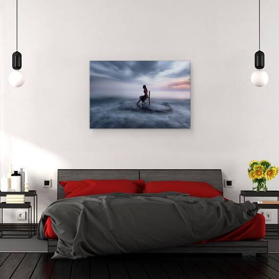 Tablou canvas - Maree, Maree, Femeie, Scaun, Stanca, Mare, Apa, 80 x 120 cm - 3- Roveli
