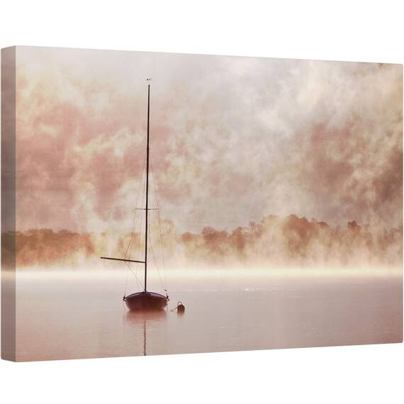 Tablou canvas - Mistic, Barca, Abur, Zori, Rasarit de Soare, Stralucire, Bassenthwait, 40 x 60 cm - - Roveli