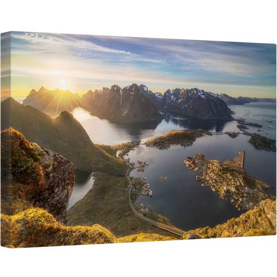 Tablou canvas - Moment Magic, Arctic, Plaja, Seara, Fiord, Gravdalsbukta, Lac, 40 x 60 cm - - Roveli