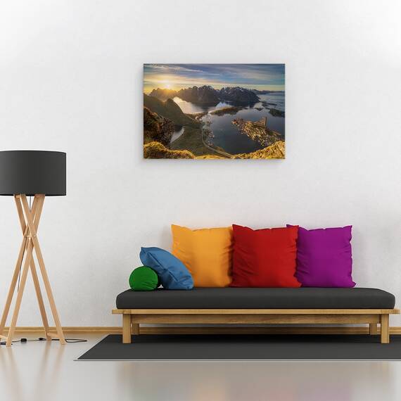 Tablou canvas - Moment Magic, Arctic, Plaja, Seara, Fiord, Gravdalsbukta, Lac, 60 x 90 cm - 2- Roveli
