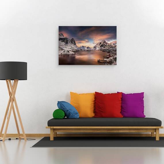 Tablou canvas - Norvegia, Lofoten, Frau, Apus, Apa, 40 x 60 cm - 2- Roveli