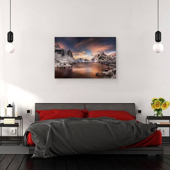Tablou canvas - Norvegia, Lofoten, Frau, Apus, Apa, 40 x 60 cm - 3- Roveli