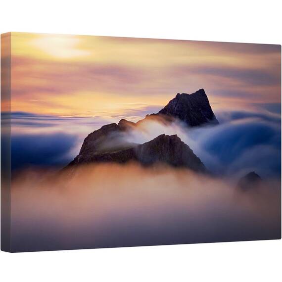 Tablou canvas - Norvegia, Lofoten, Munti, Mare de Nori, Nor, 60 x 90 cm - - Roveli
