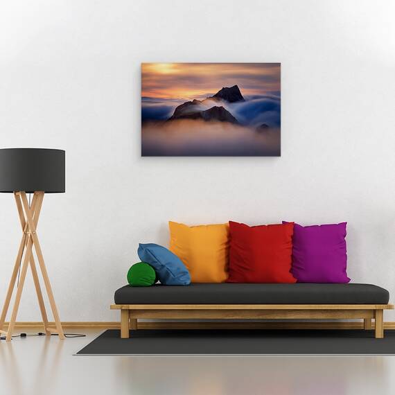 Tablou canvas - Norvegia, Lofoten, Munti, Mare de Nori, Nor, 60 x 90 cm - 2- Roveli