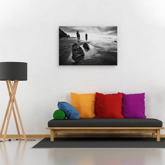 Tablou canvas - Plaja, Ocean, Plaja, Peisaj Marin, Noua Zeelanda, Stanca, 40 x 60 cm - 2- Roveli