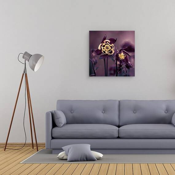 Tablou canvas - Privilegiat, Floare, Macro, Galben, Violet, Prim-Plan, 60 x 60 cm - 2- Roveli