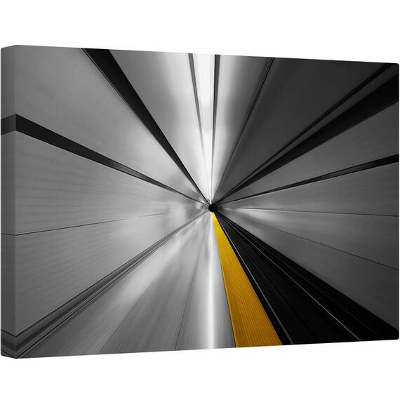 Tablou canvas - Puterea Vitezei, Galben, Linii, Parc, Metrou, Statie, Viteza, 80 x 120 cm - - Roveli