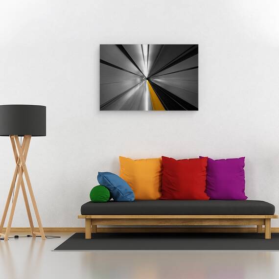 Tablou canvas - Puterea Vitezei, Galben, Linii, Parc, Metrou, Statie, Viteza, 80 x 120 cm - 2- Roveli