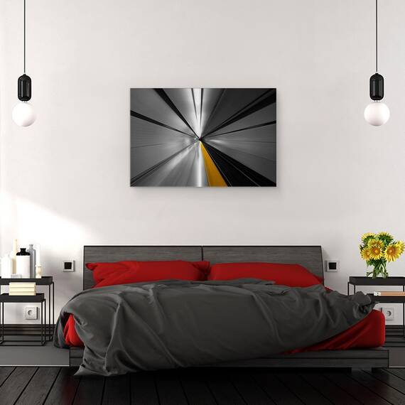 Tablou canvas - Puterea Vitezei, Galben, Linii, Parc, Metrou, Statie, Viteza, 40 x 60 cm - 3- Roveli