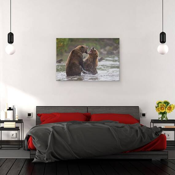 Tablou canvas - Razboiul Ursilor, Fauna, Salbatic, Natura, Animale, Ursi Bruni, Urs Brun, 40 x 60 cm - 3- Roveli