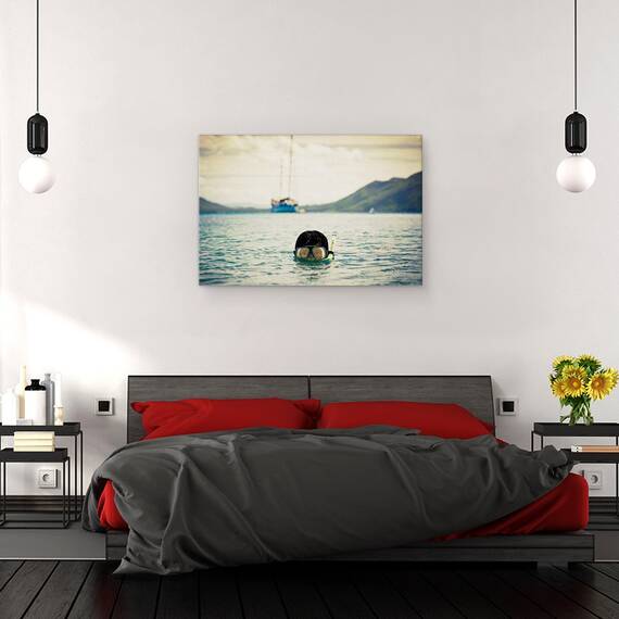 Tablou canvas - Scafandrul, Scufundari, Scafandru, Ochelari de Protectie, Barca Cu Panze, Navigare, 80 x 120 cm - 3- Roveli