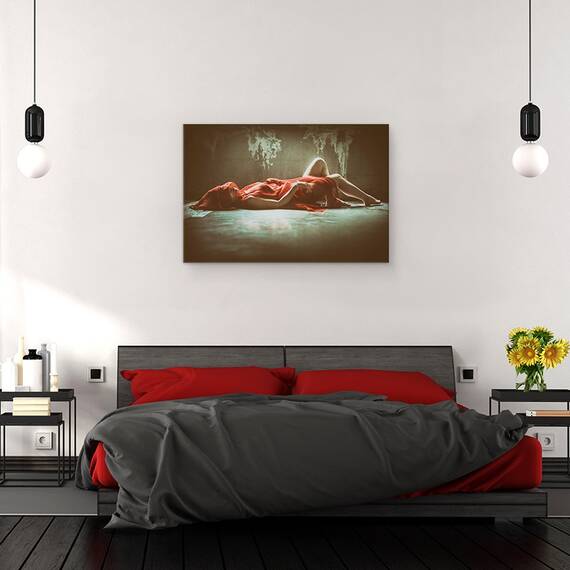 Tablou canvas - Senzual, Portret, Usor, Studio, Rosu, tesatura, 60 x 90 cm - 3- Roveli