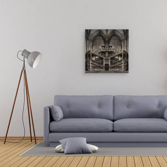 Tablou canvas - Tribut Adus Lui Escher, Linii, Simetrie, Intunecos, Usa, Poarta, Arc, 60 x 60 cm - 2- Roveli