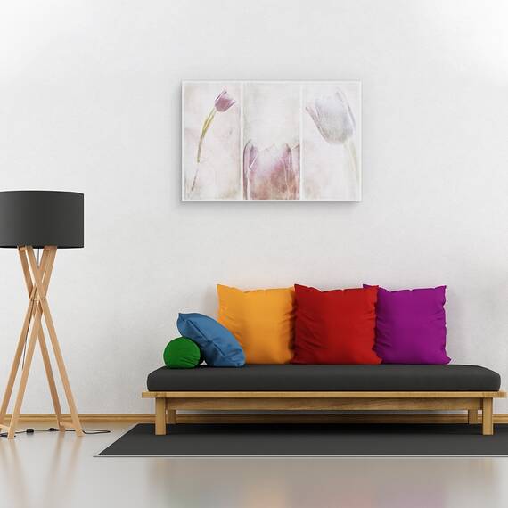 Tablou canvas - Triptic, Floare, Estompat, Lalea, Moale, Textura, 80 x 120 cm - 2- Roveli