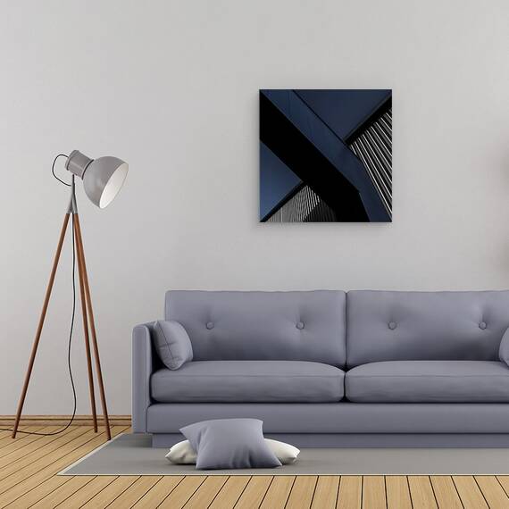 Tablou canvas - X Factor, Abstract, Diagonal, Metal, Linii, Conducte, Industrial, 60 x 60 cm - 2- Roveli
