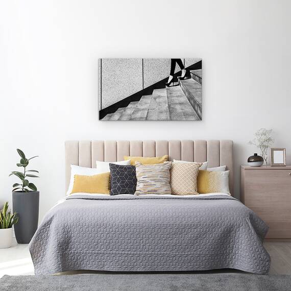 Tablou canvas - Alb-Negru, Strada, Plimbare, Mers, Pantof, 50 x 80 cm - 3- Roveli