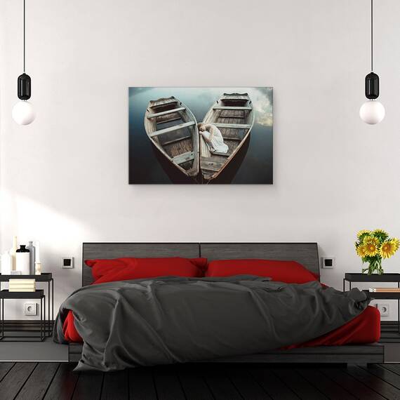 Tablou canvas - Barca Cu Vasle, Lemnos, Lac, 40 x 60 cm - 3- Roveli