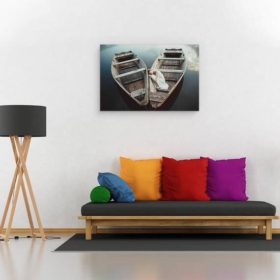 Tablou canvas - Barca Cu Vasle, Lemnos, Lac, 60 x 90 cm - 2- Roveli