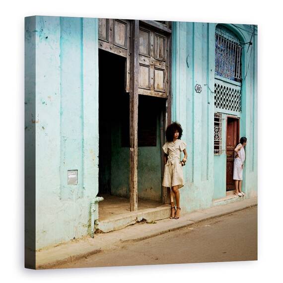 Tablou canvas - Cuba, Havana, Turcoaz, Coafura, Par, 60 x 60 cm - - Roveli