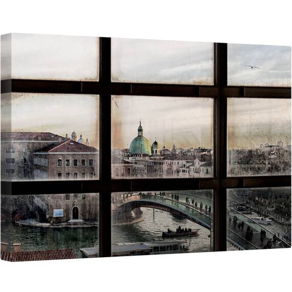 Tablou canvas - Fereastra Catre Venetia, Arhitectura, Venetia, Italia, Fereastra, Dom, Cupola, 40 x 60 cm - - Roveli