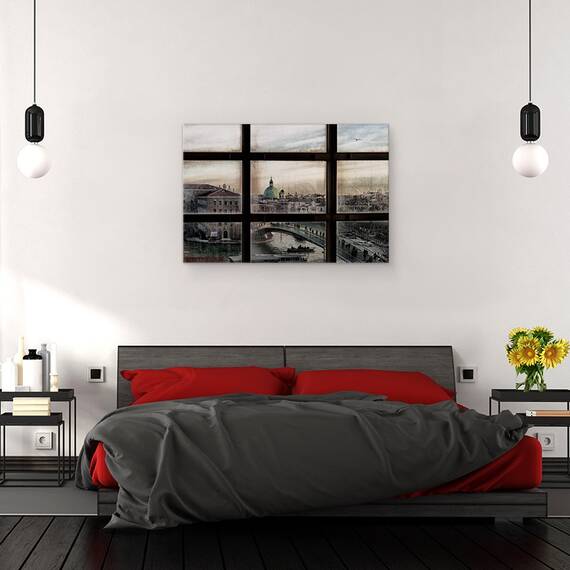 Tablou canvas - Fereastra Catre Venetia, Arhitectura, Venetia, Italia, Fereastra, Dom, Cupola, 60 x 90 cm - 3- Roveli