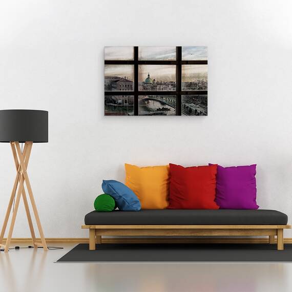 Tablou canvas - Fereastra Catre Venetia, Arhitectura, Venetia, Italia, Fereastra, Dom, Cupola, 40 x 60 cm - 2- Roveli