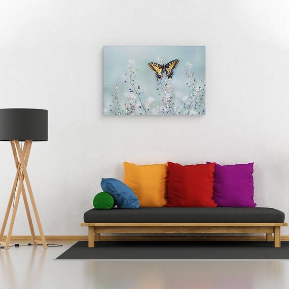 Tablou canvas - Frumusetea Randunicii, Fluture, Lunca, Floare, Aripi, 80 x 120 cm - 2- Roveli