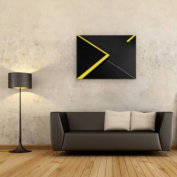 Tablou canvas - Ghiduri, Abstract, Linii, Contrast, Galben, Negru, Strada, 75 x 100 cm - 2- Roveli