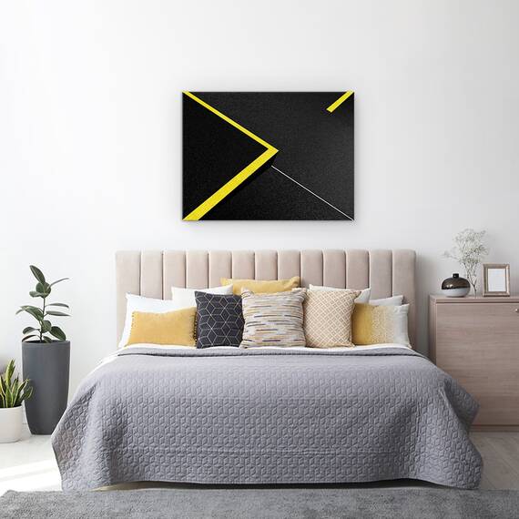 Tablou canvas - Ghiduri, Abstract, Linii, Contrast, Galben, Negru, Strada, 75 x 100 cm - 3- Roveli