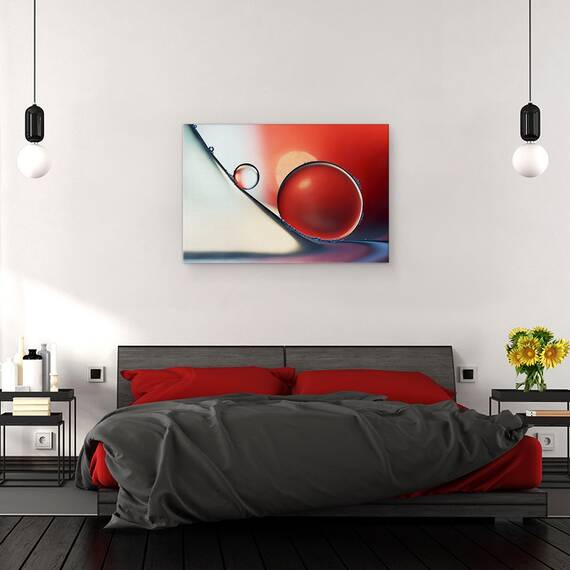Tablou canvas - Jos si in Jur, Macro, Natura Moarta, Rosu, Cadere, Picaturi, 80 x 120 cm - 3- Roveli