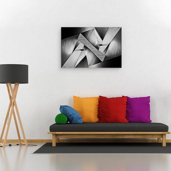Tablou canvas - Origami de Metal, Asiatic, Hiroshima, Japonia, Arhitectura, Alb-Negru, 60 x 90 cm - 2- Roveli