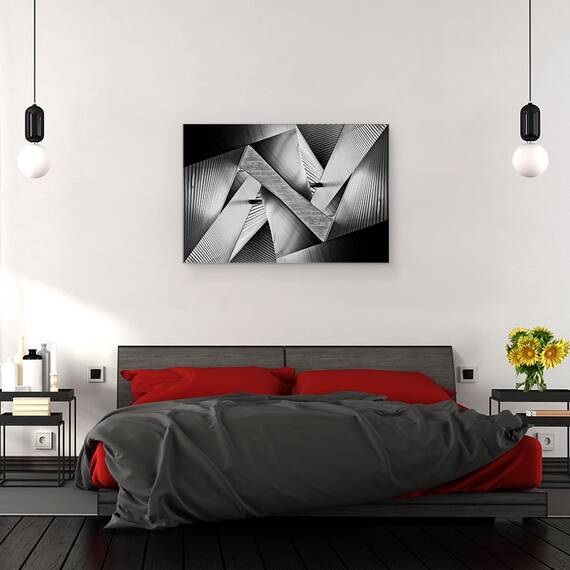 Tablou canvas - Origami de Metal, Asiatic, Hiroshima, Japonia, Arhitectura, Alb-Negru, 40 x 60 cm - 3- Roveli