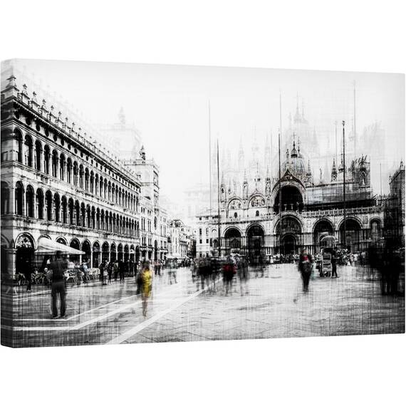 Tablou canvas - Piazza San Marco, Alb-Negru, Italia, 50 x 80 cm - - Roveli