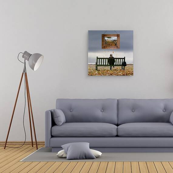Tablou canvas - Piesa de Arta, Fata, Cadru, Pictura, Opera de Arta, Banca, 60 x 60 cm - 2- Roveli