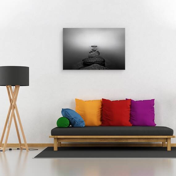 Tablou canvas - Pietrele, Elvetia, Ceata, Pietre, Usor, Lacul Leman, 40 x 60 cm - 2- Roveli