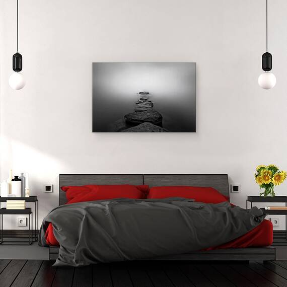 Tablou canvas - Pietrele, Elvetia, Ceata, Pietre, Usor, Lacul Leman, 40 x 60 cm - 3- Roveli